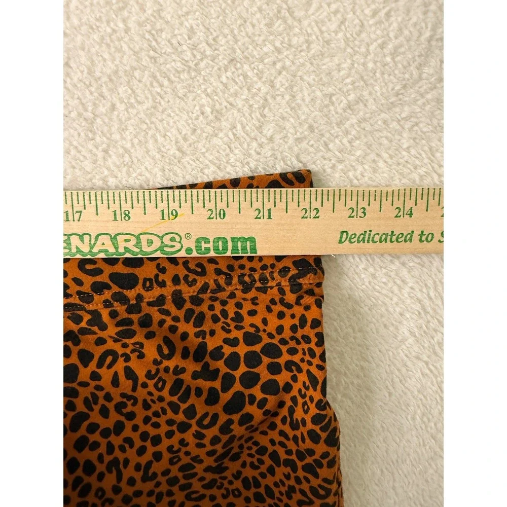 Lands End Womens‎ 3X Leopard Print Leggings Orange Black High Rise Stretch Pants